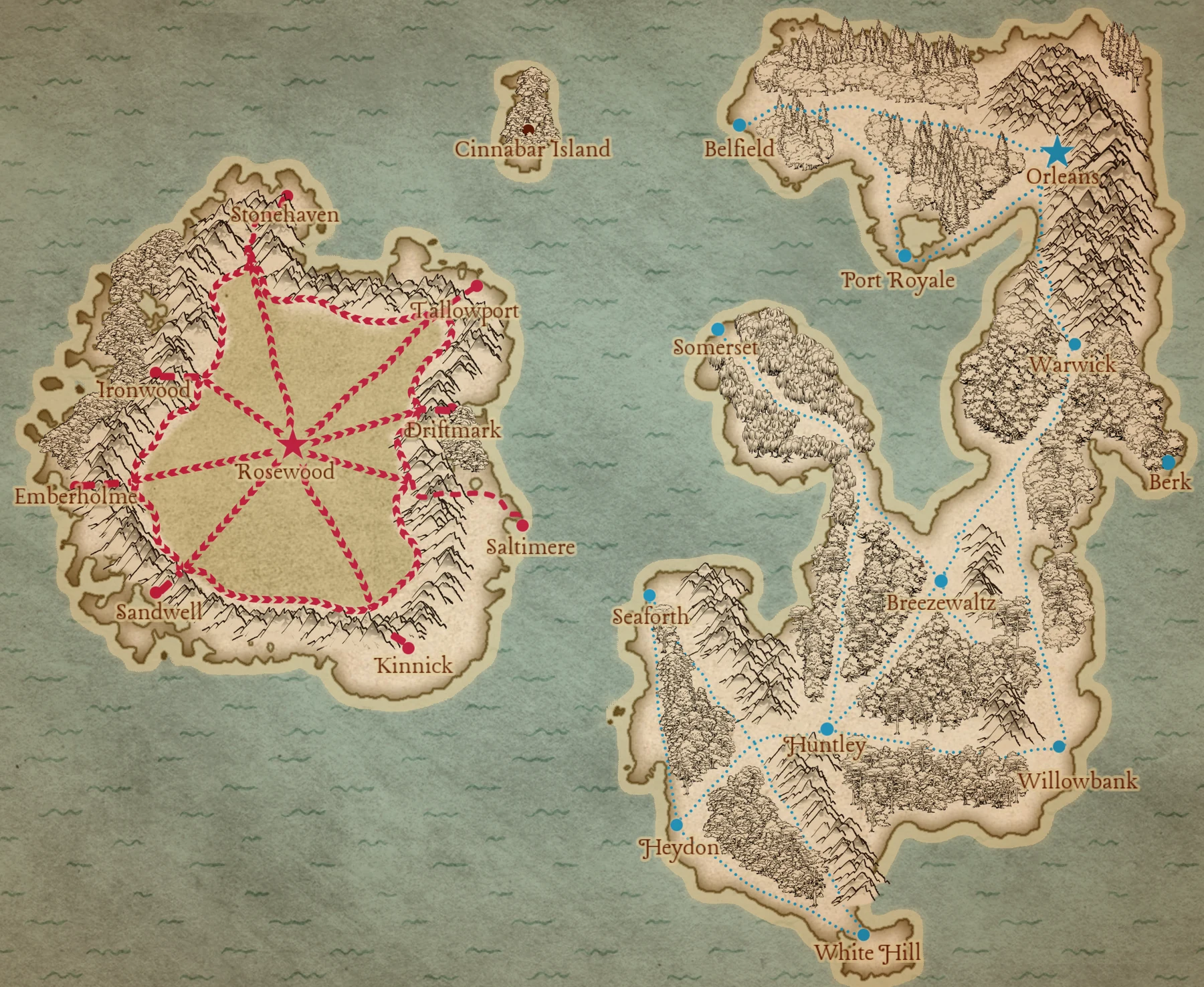 Map of Gaia, the world of the Halcyon Days series
